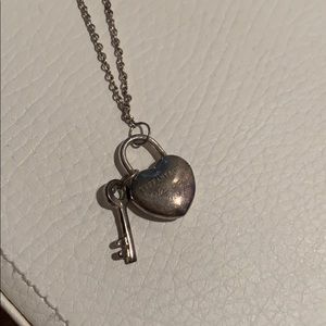 Tiffany & co silver heart & key necklace